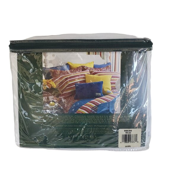 RALPH LAUREN Queen Bedskirt Royal Blue Beachside Preppy For 60 x 80 in Mattress